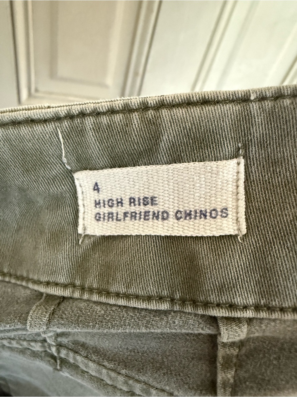 High Rise Girlfriend Chinos in Olive Green - Picture 7 of 10